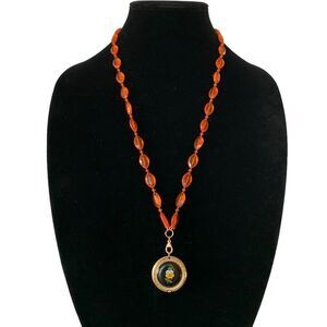Vintage Blue Jewel Pendant Watch Necklace